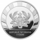 2022 - GHANA  1 oz d'argento GIGANTI dell'ERA GLACIALE RENNE 5 Cedis Proof